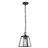 Home Deco 1-Lt Matte Blk & Glass Mini Pendant