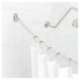 60' Curved Steel Shower Rod with Flanges - Chrome,
