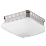 1-Lt Brushed Nickel Flush Mnt w/ Square Opal Glass