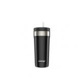 Dual-Sip Stainless Tumbler w/ Straw, Black 18FlOz