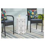 22 in. White Hexagonal Metal Patio Outdoor Table