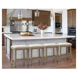 Erste!Bravo White Solid Wood Bar Stools Set of 4 f