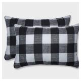 Black Rectangular Outdoor Lumbar Throw Pillow 2-Pa