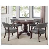 Tournament Gray Vinyl Upholstery Casters Arm Chair