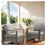 Allcot Gray Powder-Coated Steel Wicker Outdoor Lou