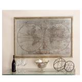 48  X 31  World Map Framed Wall Art with Gold Fram