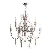 9-Light Wood French Country Chandelier/Used/Open