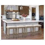 Erste!Bravo White Solid Wood Bar Stools Set of 4 f