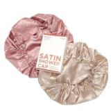 Satin Shower Cap in Champagne & Blush Frizz Steam