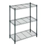 3-Tier Steel Wire Shelving Unit in Black (24 in. W