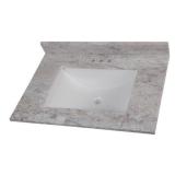 31 in. W X 22 in. D Cultured Marble White Rectangu