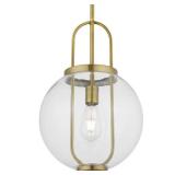 Hampton Bay Nelwyn 1-Light Vintage Brass Pendant w