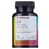 CVS Health Vitamin D3 Softgels, 100 CT