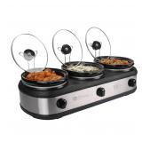 Tru Triple Slow Cooker Black and Silver