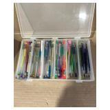 Used Multi-color Glitter Neon Gel Pen Set w Case
