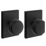 Kwikset Matte Black Rectangle Rose Door Knob