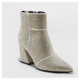 A New Day Womens Silver Sequin Ankle Boots 7.5