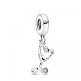 PANDORA Stethoscope Heart Dangle Charm Clear CZ