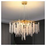 Puvaue Gold Round Crystal Chandelier 23.7