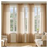 MIULEE Brown Sheer Curtains 42x84 4-Pack