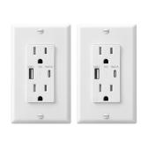 DEWENWILS 15A USB Wall Outlet 2-Pack