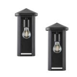 Hampton Bay 12in Outdoor Wall Light BLK 2-Pk
