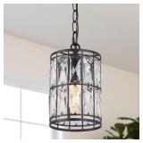 LNC Cristallo Black Mini Drum Pendant Light 5.5in
