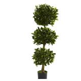 Nearly Natural 5ft Triple Bay Leaf Topiary