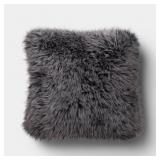 Faux Fur Throw Pillow Gray - Thresholdï¿½
