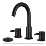 in. Widespread Matte Black Faucet