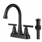 in. Centerset Black Bathroom Faucet
