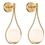 HOLKIRT Brass Globe Wall Sconces Set2