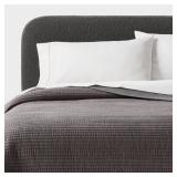Threshold FullQueen Velvet Quilt Gray