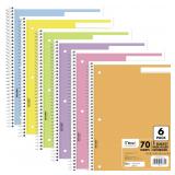 Mead Spiral Notebook 6-Pack Wide Ruled