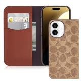 Coach iPhone 16 Wallet Folio Case Tan
