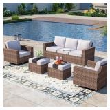 Brown 5-Piece Rattan Outdoor Set