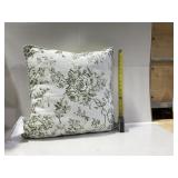 Floral Throw Pillow - Green and White
