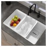 ZUAGCO White Kitchen Sink 30x19