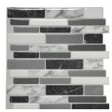 Art3d 12x12 Grey Marble Peel  Stick Tile 10-Pk