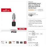 Milwaukee SHOCKWAVE 1in Phillips Bit 25Pk