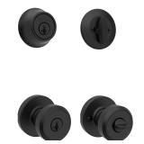 Kwikset Maven Door Handleset  Deadbolt Matte Black