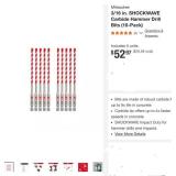 Milwaukee 316 in. Hammer Drill Bits 10-Pk