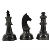 Deco 79 Dark Gray Chess Set 3pc 9-10in H