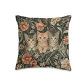 Victorian Cats 16x16 Tapestry Throw Pillow