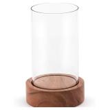 DEMDACO Wood  Glass Hurricane Holder Large