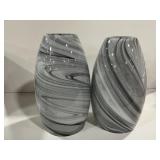GrayWhite Marbled Glass Vases Pair