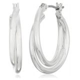 Nine West Silver Tone Twisted Hoop Earrings