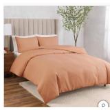 WelHome King Cotton Linen Duvet Set Copper