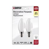 Satco 4W B11 LED Bulb Candelabra 2-Pk