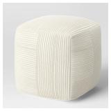 Room Essentials 16 Cream Ribbed Pouf Ottoman